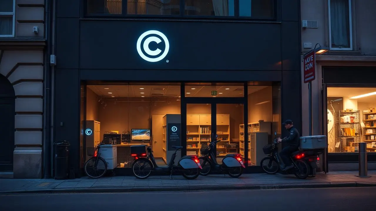 Ancien local commercial reconverti en dark store urbain avec flotte de vélos de livraison